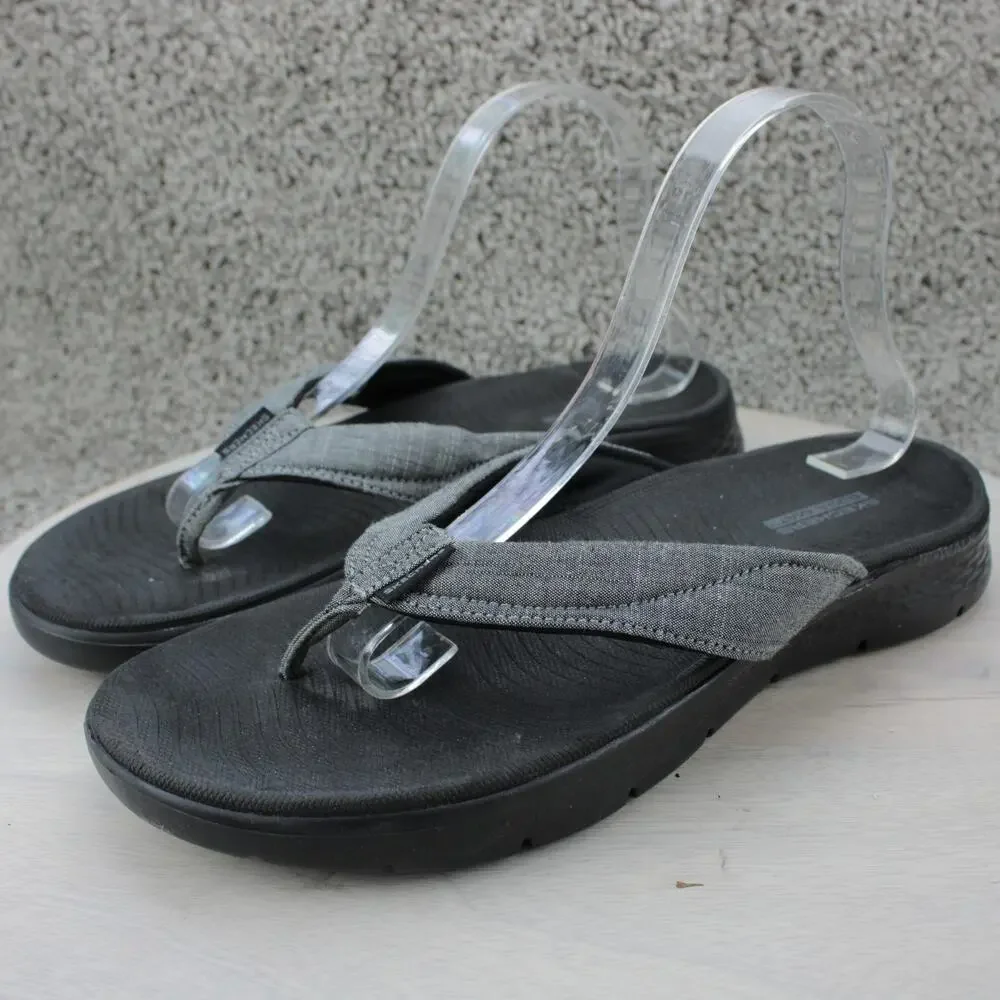 Skechers On The Go 600 Black Goga Mat Flip Flop Sandals Womens 10